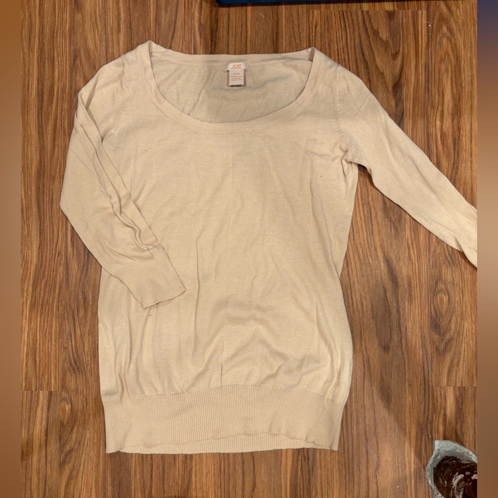📦Joe Fresh Beige 3/4 Sleeve Scoop Neck Thin Knit Sweater